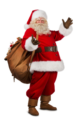Real Santa Claus carrying big bag